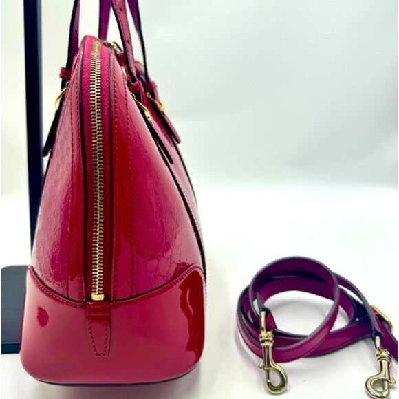 Auth Gucci Bright Bouganville Microguccisima Patent Leather Small Nice Dome Bag - Picture 3 of 16